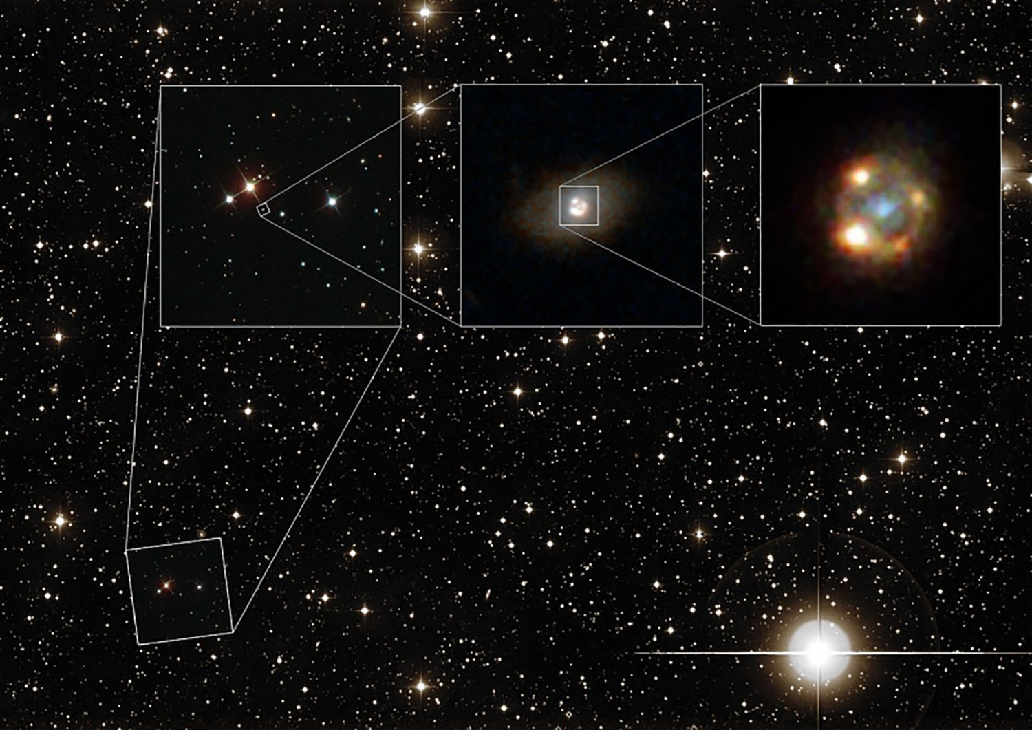 Гравитационная линза впервые позволила сделать уникальный снимок взорвавшейся звезды