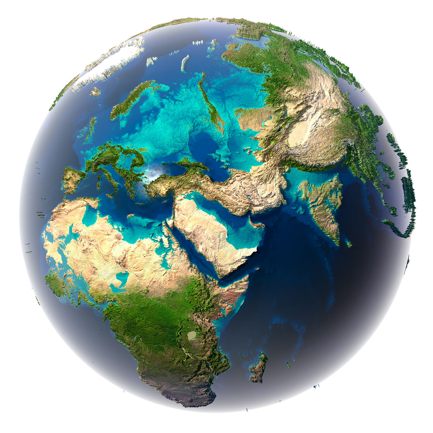 Художественное изображение Земли, где 80% площади занимают океаны