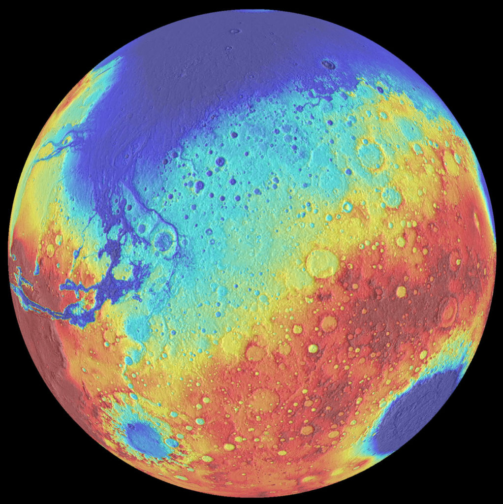 Марс карта кратеров метеоритов